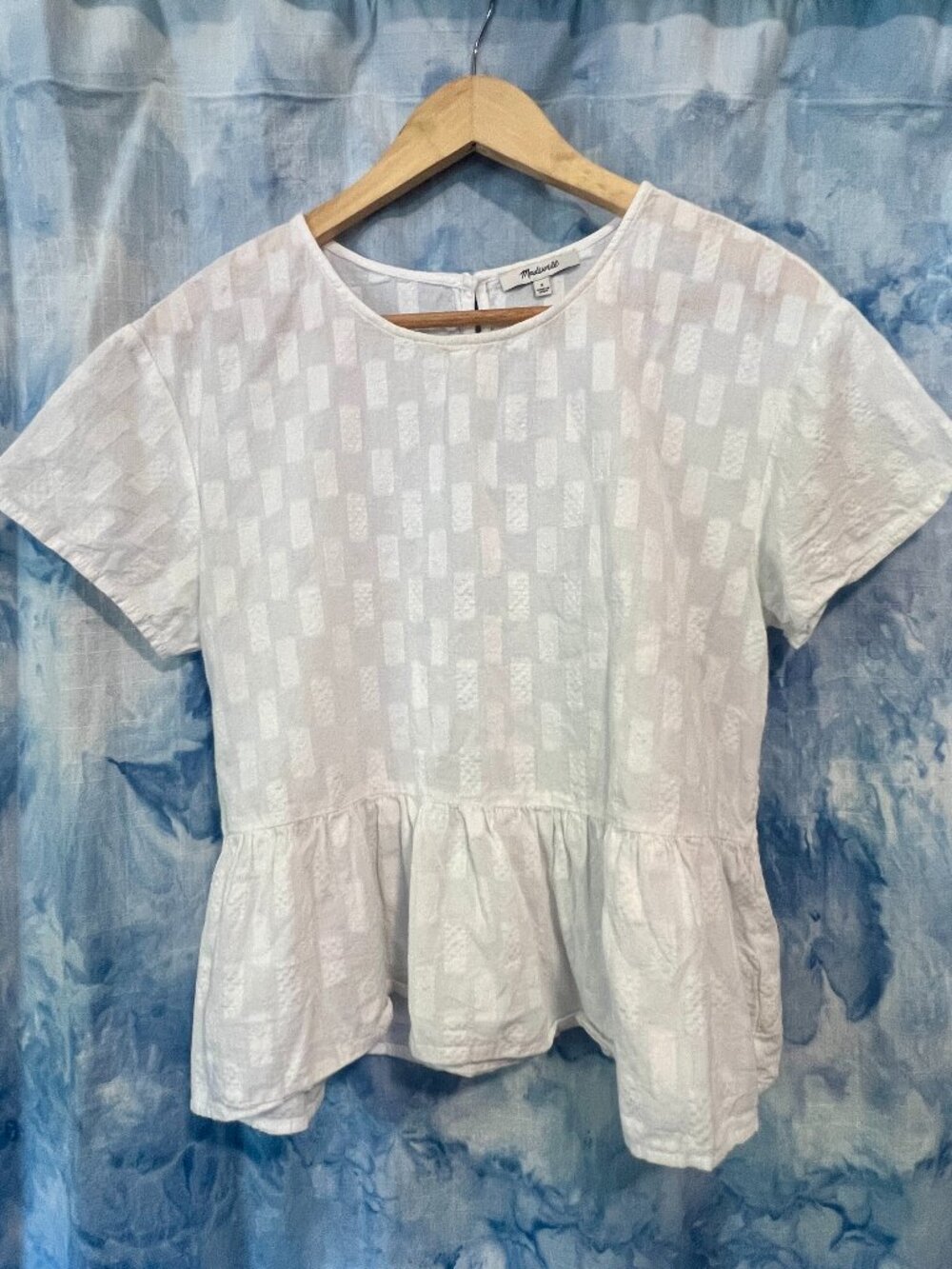 Madewell white cotton peplum top S